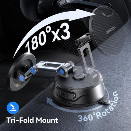 Foldable Magnetic Car Holder Strong Suction Cup Dashboard Mount Black