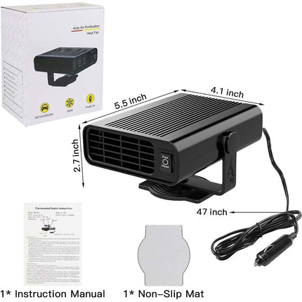 Portable Electric Car Heater DC 12V Heating Fan Defogger Defroster Demister