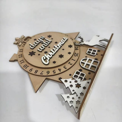 Wooden Christmas Advent Calendar Tabletop Countdown Decor Changeable Day