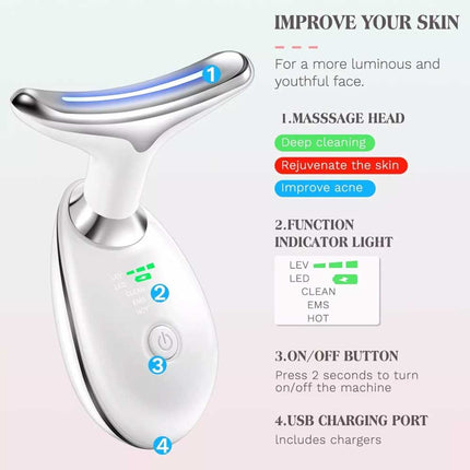 LED Neck Face Lifting Massager Skin Tighten Anti-Wrinkle Double Chin