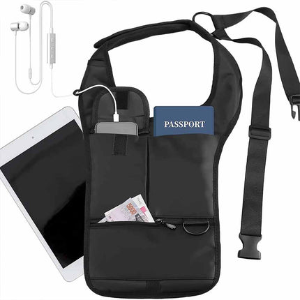 Anti-Pry Hidden Underarm Bag, Leather Organizer Case for Tablet & Card
