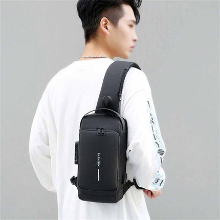 Anti-Theft Sling Crossbody Backpack with USB Port for Men