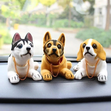 Shiba Husky Nodding Bobble Puppy Dog Toy, Swing Head Moving Car Home Decor
