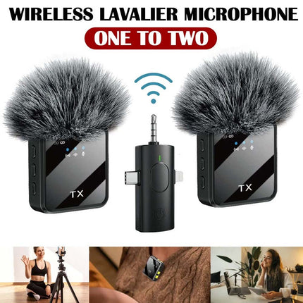 Dual Wireless Lavalier Microphone Plug Play Lapel Mic for iPhone Android