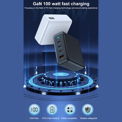 100W GaN Charger 4-Ports Super Fast USB Adapter for AU Plug