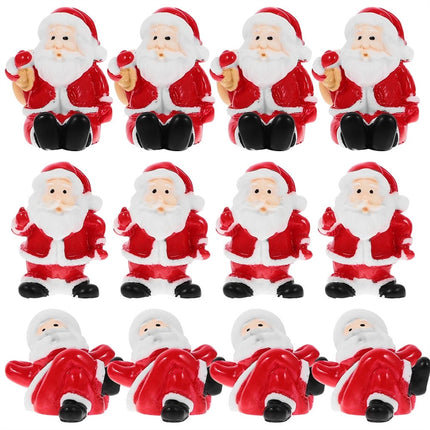 12Pcs Random Santa Mini Figurines Christmas Ornaments Indoor Decor