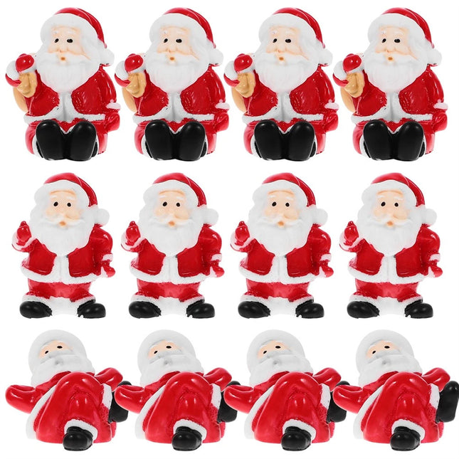 12Pcs Random Santa Mini Figurines Christmas Ornaments Indoor Decor