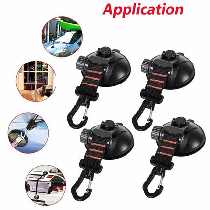 4 Pack Suction Cup Securing Hooks Tie Down Tarp Car Awning Camping