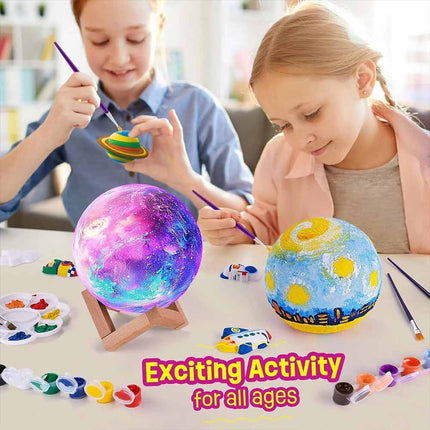 DIY 3D Moon Lamp Kit for Ages 3-12, Paint Your Own Cool Gift for Boys Girls