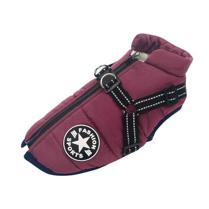 Waterproof Winter Dog Jacket with Harness, Breathable Sizes S-L