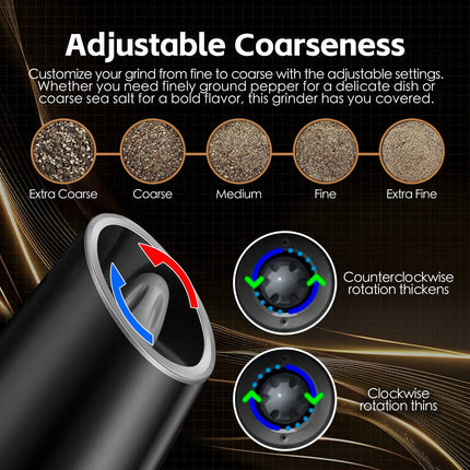 2 Pcs Electric Salt & Pepper Shakers – Gravity-Activated Spice Grinders
