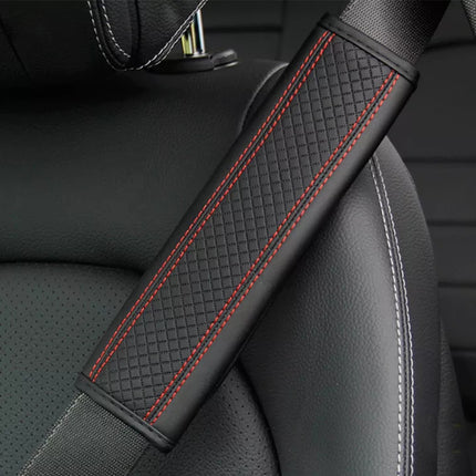 Car Seat Belt Shoulder Pad 2PCS Leather Embossed Soft Comfortable Cover