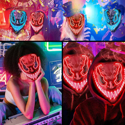 Halloween Venom Mask LED Light Up Neon Mask Scary Costume Cosplay