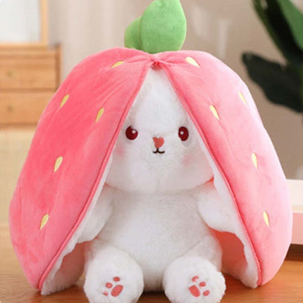 18cm Strawberry Bunny Plush Doll Soft Hide-and-Seek Toy Gift