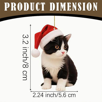 5X Cute Cat Christmas Tree Hanging Ornaments 2D Acrylic Cat Lover