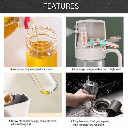 Olive Oil Sprayer Dispenser 250ml Mister for Kitchen, Baking & BBQ