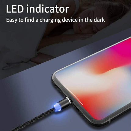 2PCS Magnetic USB-A to USB-C/Micro LED Charging Cable 1M/2M for iPhone Samsung