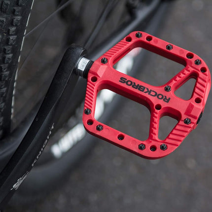 ROCKBROS Nylon Composite MTB Pedals, 9/16" Bearing, Wide Flat Platform