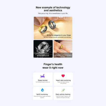 R06 Smart Ring for Men Women Heart Rate Blood Oxygen Fitness Tracker