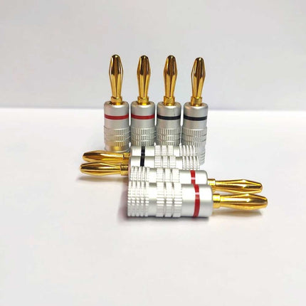 Professional Banana Plugs 8 Pack 24K Gold Plated HiFi Red Black