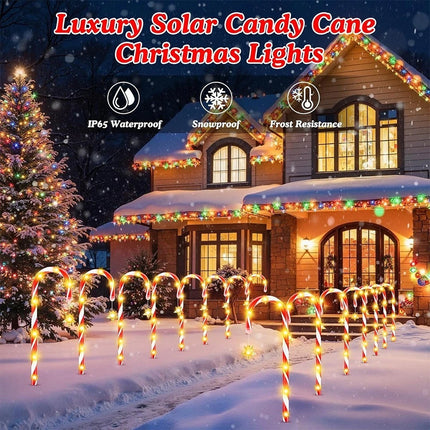 5IN1 Red Solar Christmas LED Lights Candy Cane Path Garden Decor