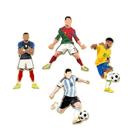 4PCS Football Star Pin Badge Set for Fan Backpack Accessory