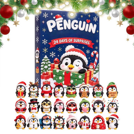 24 Days Christmas Countdown 3D Penguin Theme Animal Figure Decors