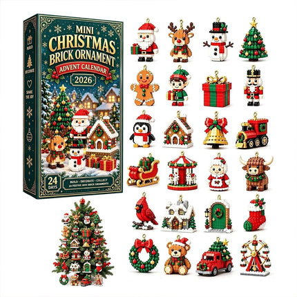 2026 Mini Christmas Brick Ornament Advent Calendar Tree Wreath PVC