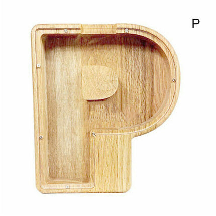 Wooden Piggy Bank, Funny Letter Coin Money Box for Kids & Adults Gift