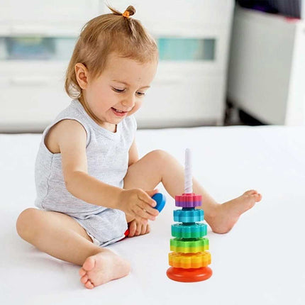 Fun Spinning Rainbow Stacking Tower with Gears for Toddlers