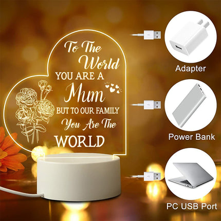 Mother's Day Night Light USB Bedside Lamp Gift for Mum Mummy