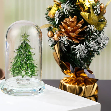 Cute Crystal Tree Figurine 3D Statue Christmas Miniature Home Decor Cover