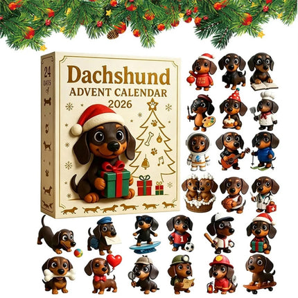 Dachshund Advent Calendar 24-Day Xmas Countdown Acrylic Tree Ornament