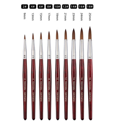 9PCS Acrylic Nail Brush Kolinsky Sable Hair Liquid Powder Pink Handle