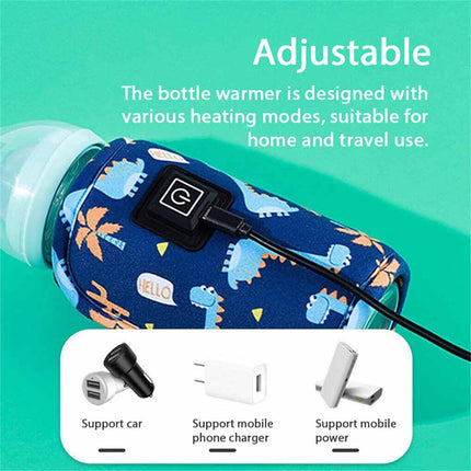 USB Travel Baby Bottle Warmer Bag, Portable Thermostat Milk Heater