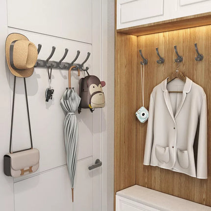 6 Hook Aluminum Wall Mount Hanger Coat Clothes Key Holder Door Rack