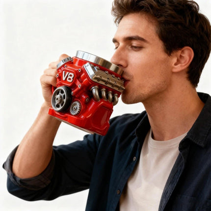 Retro V8 Engine Stainless Steel Insulated Car Mug Gift for Men