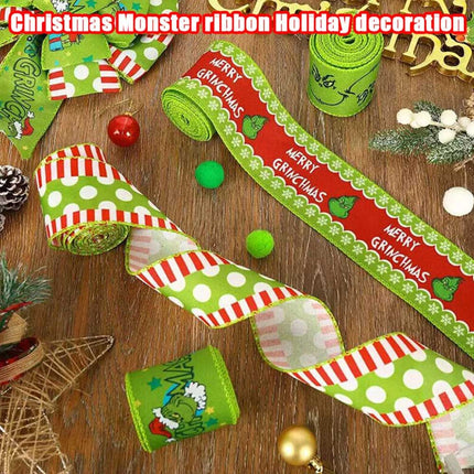 4pcs Christmas Wired Ribbon 2.5In 20Yards for Wreaths Bows DIY