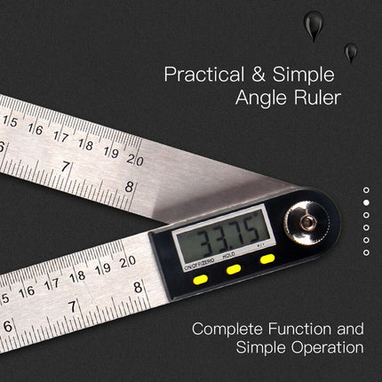 200mm Digital Angle Ruler 360° Stainless Steel Electronic LCD Protractor