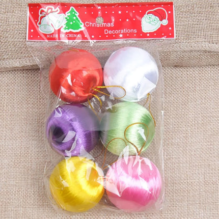 6Pcs 5cm Christmas Tree Baubles Satin Xmas Balls Hanging Party Decor