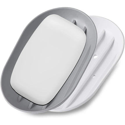 2-Pack Silicone Soap Holder with Drain Tray for Bathroom Dish