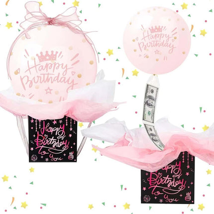 Money Pull Box with Balloon Gift, Fun Surprise Birthday Party Set
