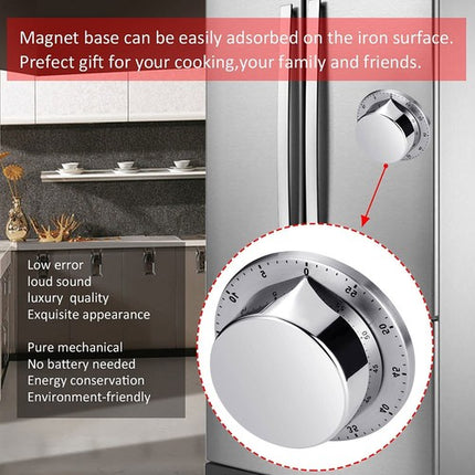 Magnetic Mechanical Kitchen Timer Loud Alarm Chef Cooking Clock