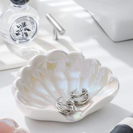 Creative Ceramic Seashell Soap Box, Draining Non-Slip Bathroom Soap Dish