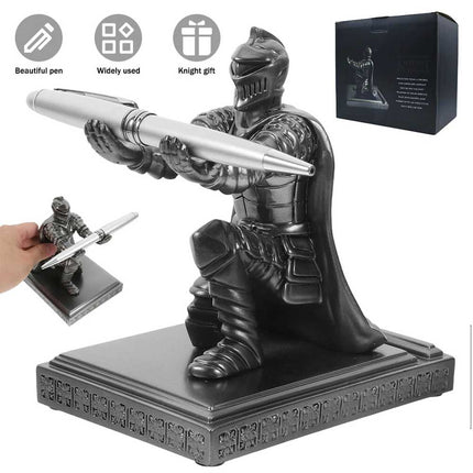 Medieval Knight Resin Pen Holder, Warrior Desk Decor for Office