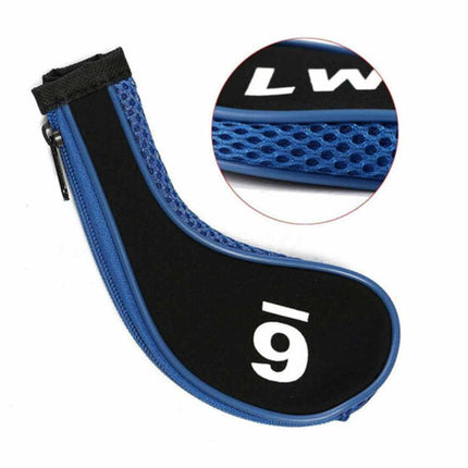 12 Pack Golf Iron Head Covers, Neoprene Long Neck Zipper 3-9 A SW PW LW