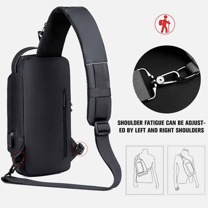 Anti-Theft Sling Crossbody Backpack with USB Port for Men