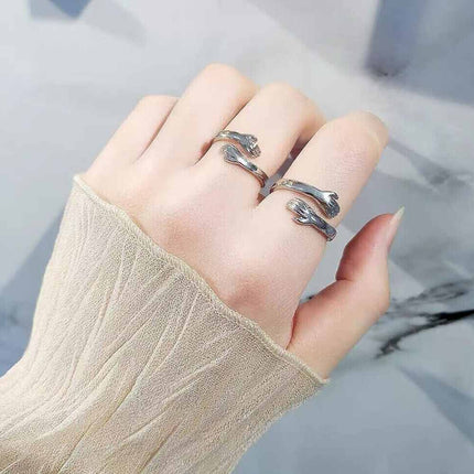 Adjustable S925 Sterling Silver Hug Ring Open Finger Women's