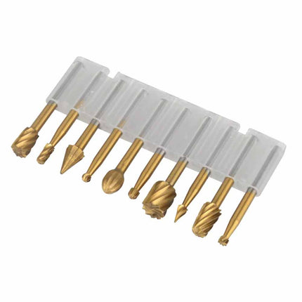 10Pcs HSS Wood Carving Router Bits Set Rotary Drill File Tools for Carving