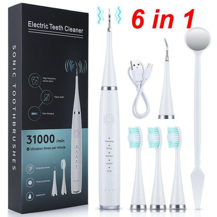 6in1 Ultrasonic Electric Toothbrush Teeth Stains Plaque Remover Cleaner